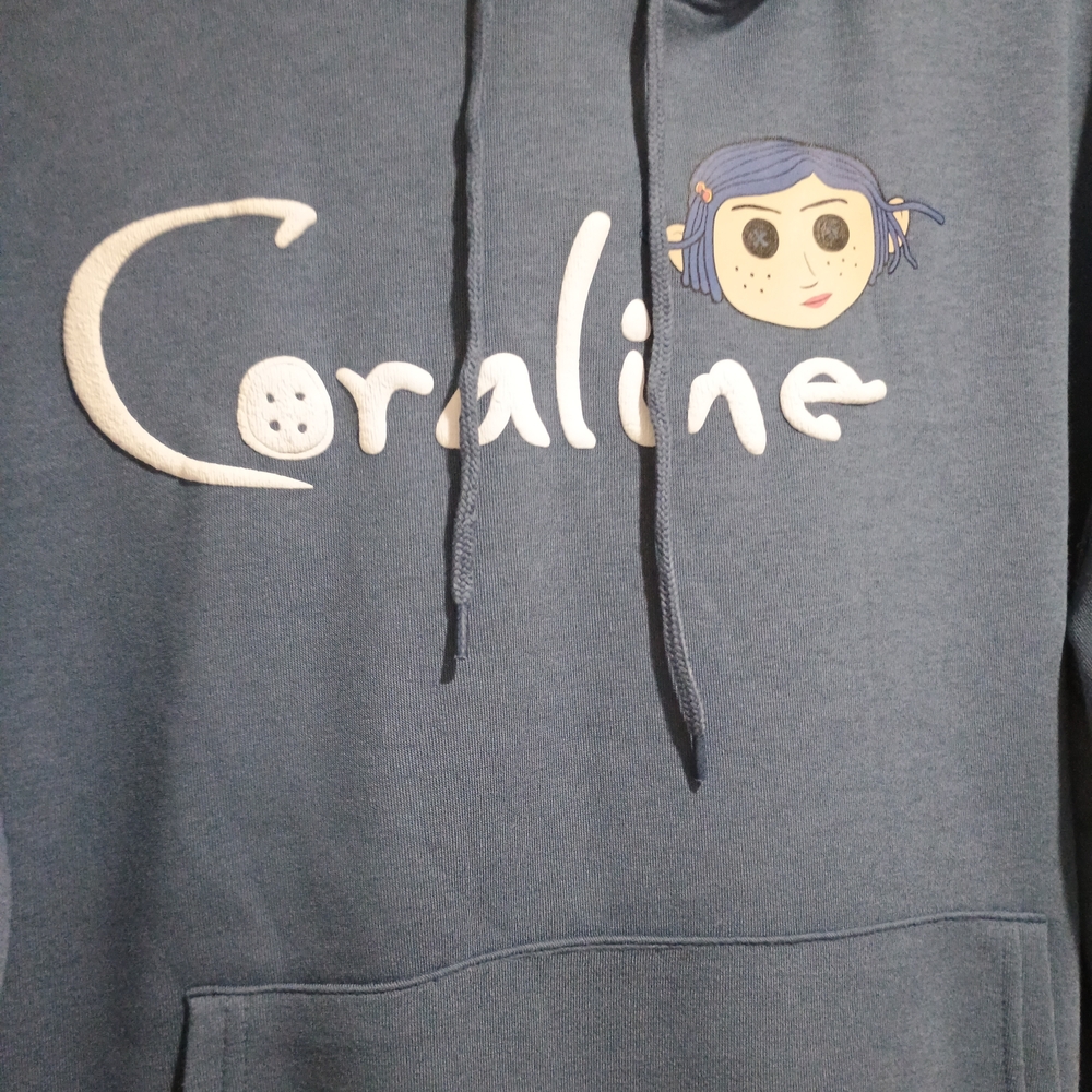 New Women's Coraline Oversized Pullover Blue Hoodie Size XSmall - Picture 3 of 8